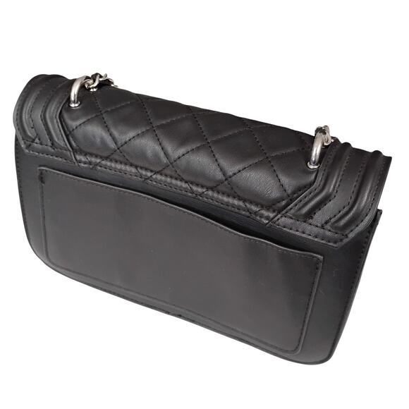 Badgley Mischka Quilted and Pearls Flap Crossbody Bag Chained Strap Letter Lock - Picture 9 of 16